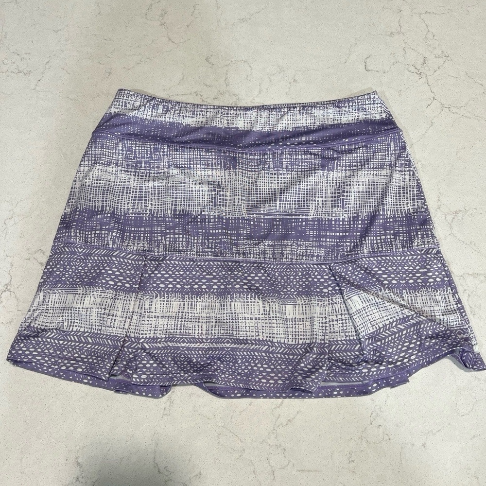 Reel Legends Womens Skort Medium Lavender White Geometric Built-in Shorts